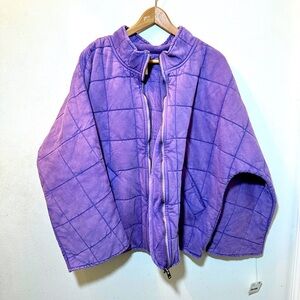 Free People Quilted Dolman-Sleeve Jacket Moonberry